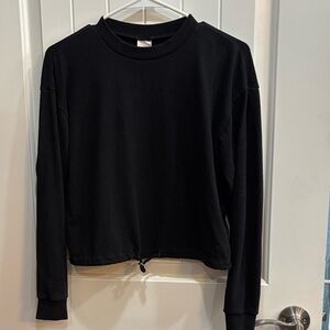 No Boundaries Black Cropped Sweatshirt Cinch Hem Cozy Pullover Size S